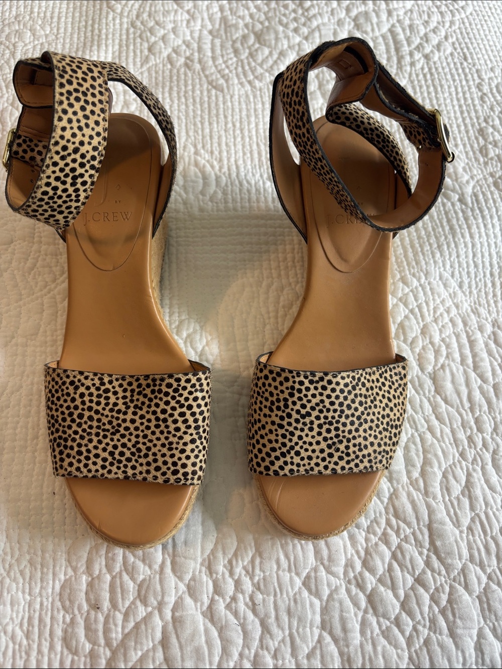 J. Crew Women's Leopard Print Ankle Strap Sandals in Neutral
